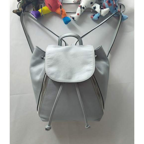 Rebecca Minkoff Sky Blue Pebbled Leather Zipper Drawstring Top Handle Backpack main image 8